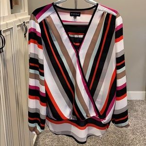 Striped Wrap Blouse